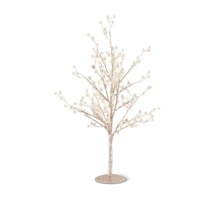 Champagne Pearl & Glitter Decorative Trees