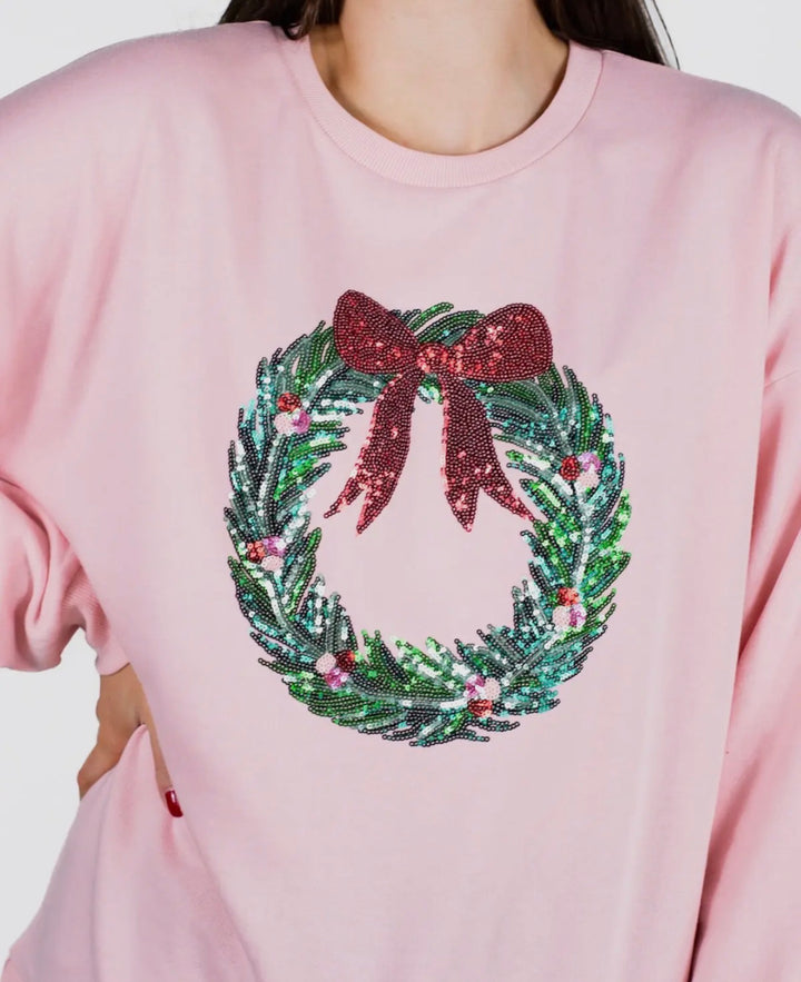 Holiday Wreath Sequin Sweatshirt