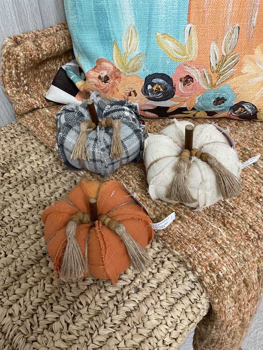 Fabric Pumpkins with Bead Tassel