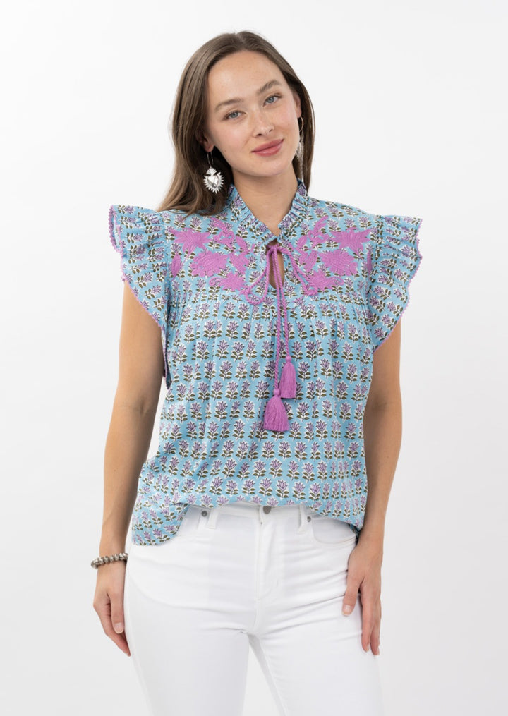 Lavender Breeze Flutter Sleeve Top