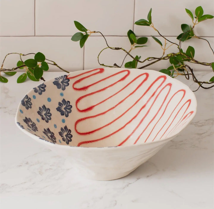 Americana Folk Art Serving Bowl