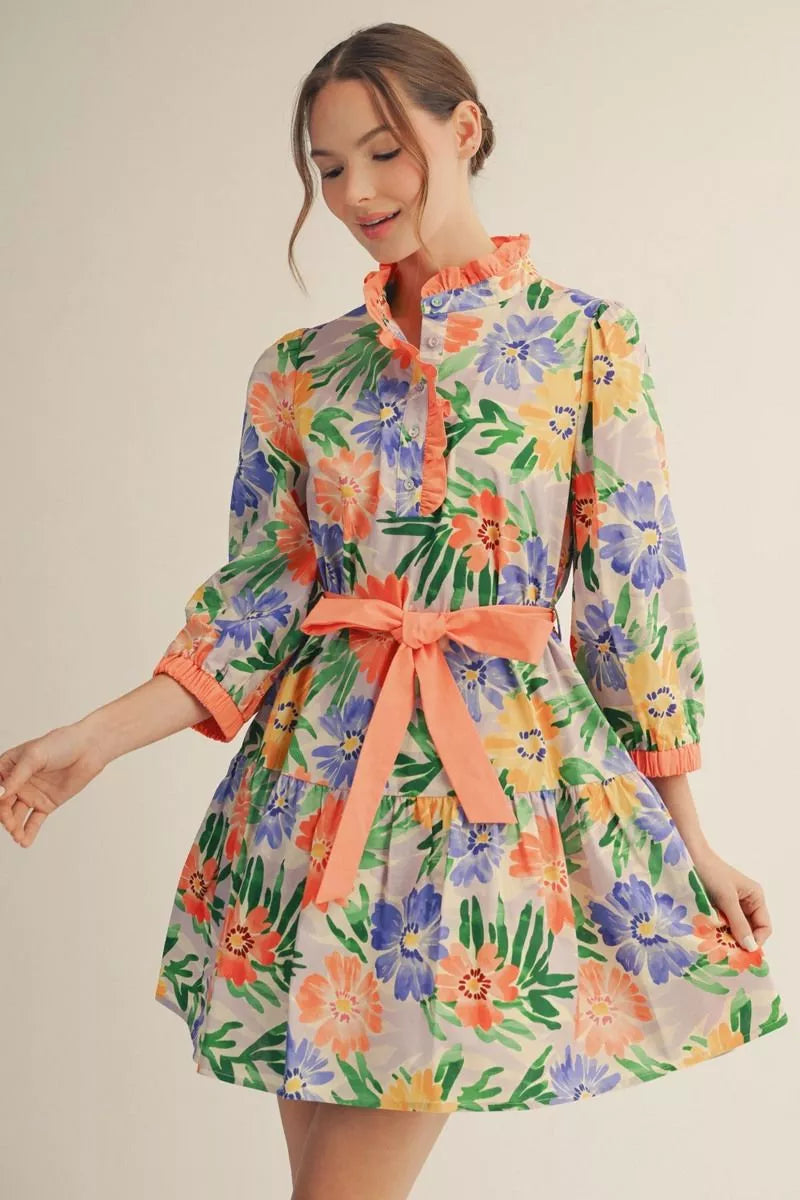 Garden Party Ruffle Tie Dress