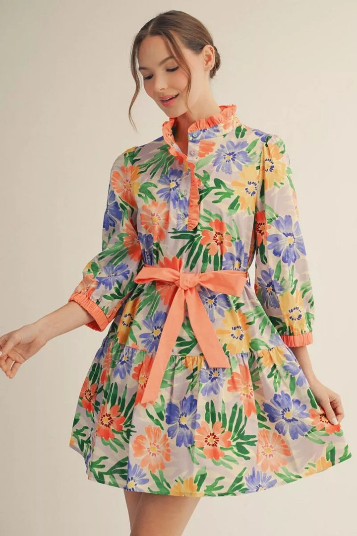 Garden Party Ruffle Tie Dress