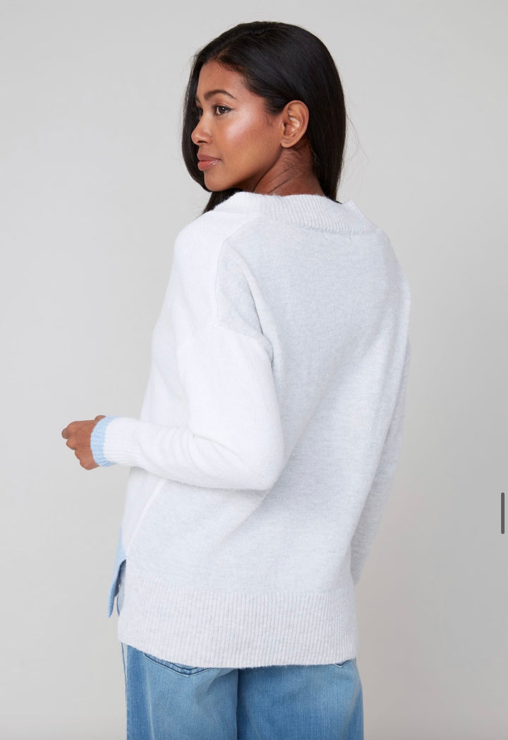 Frosted Sky V-Neck Sweater