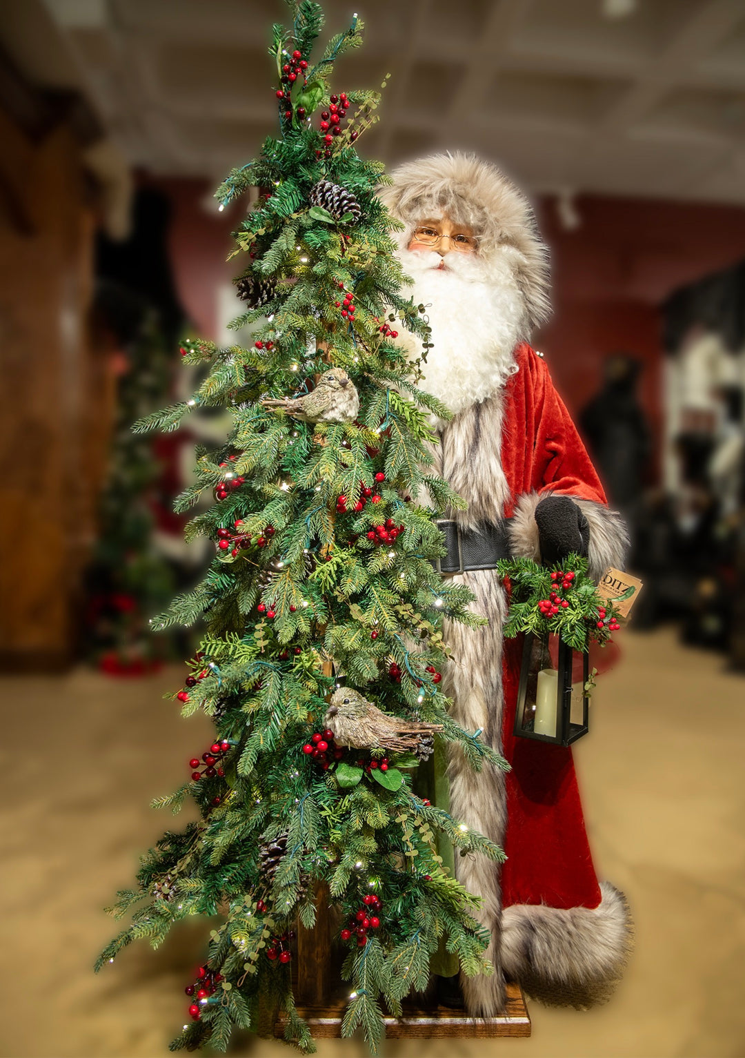 Woodland Christmas Santa with Enchanted Forest Tree – 5'