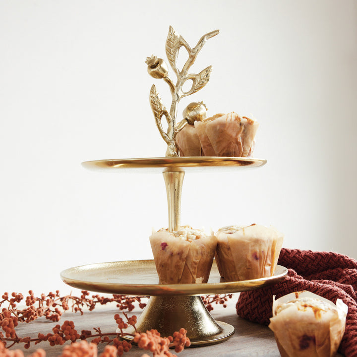 Gilded Pomegranate Two-Tier Serving Tray