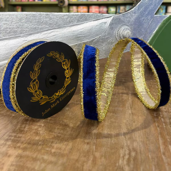 John Mark Enterprises: Royal Blue Velvet & Gold Ribbon