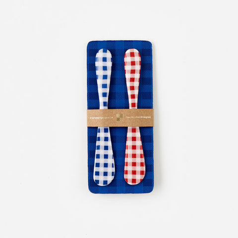 Enameled Stainless Steel Spreaders - Gingham