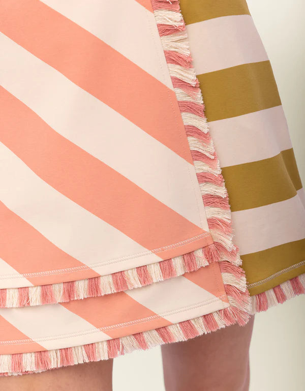Seaside Stripe Fringe Wrap Skort