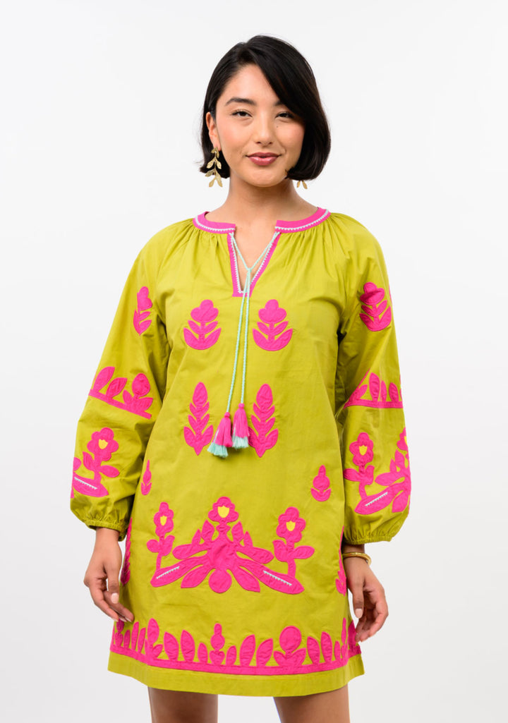 Lime in the Tropics Embroidered Dress