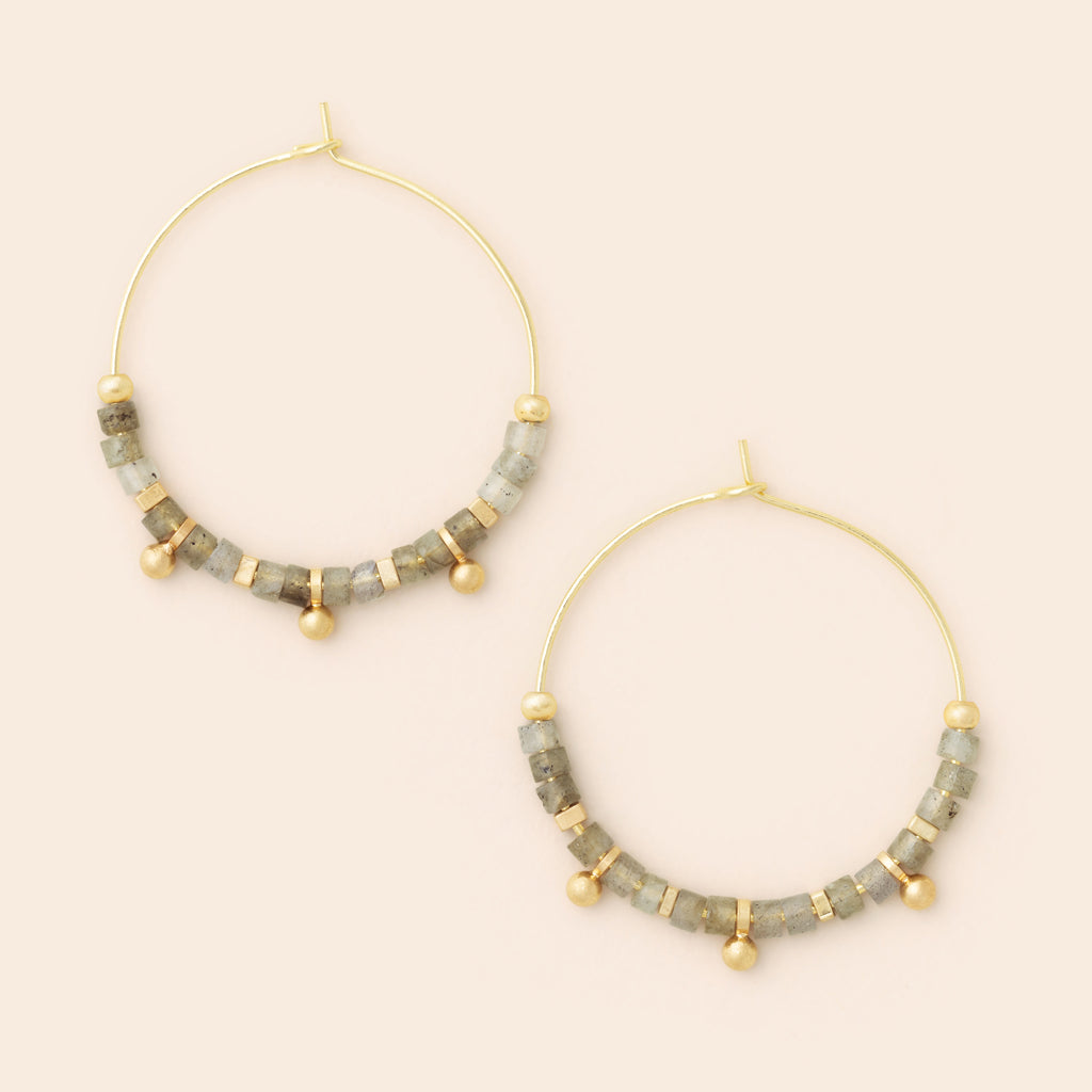 Stone Disc Hoop Earring - FINAL SALE