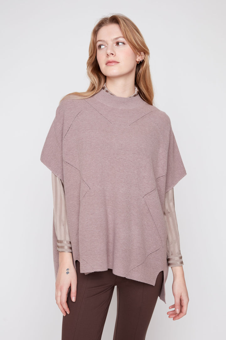 The Elowen Knit Poncho – Dusty Mauve