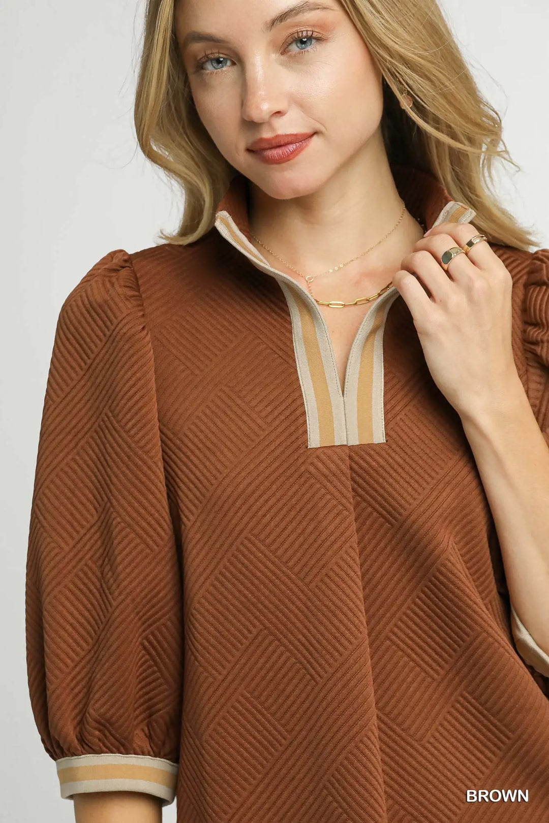 Piper Puff-Sleeve Dress – Brown