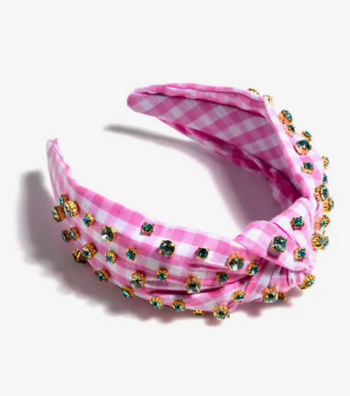 Gingham Gem Knot Headband