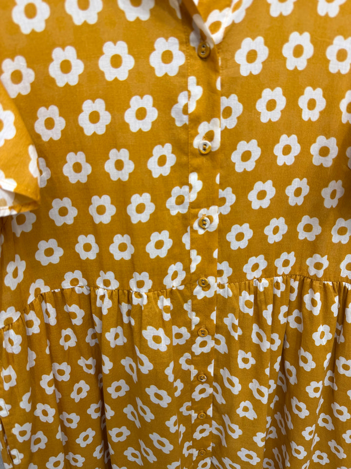 Sunny Side Ruffle Shirt Dress