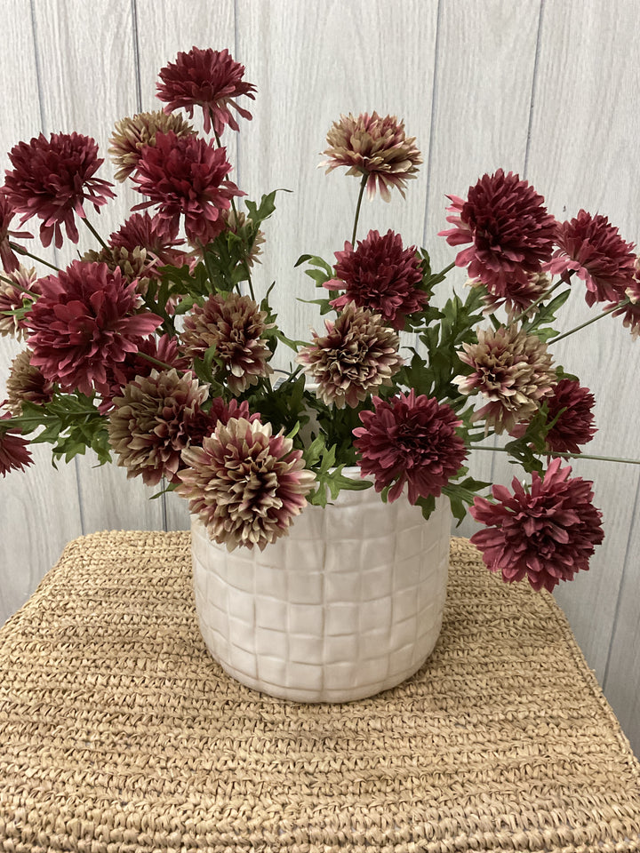 Stoneware Planter with Woven Pattern