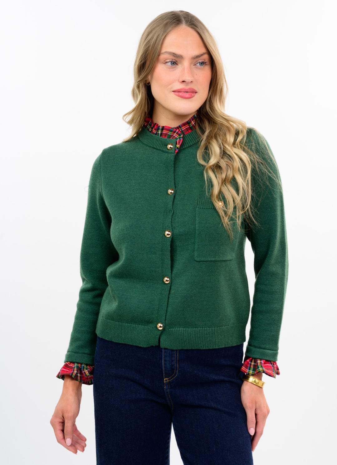 The Everly Plaid Detail Cardigan