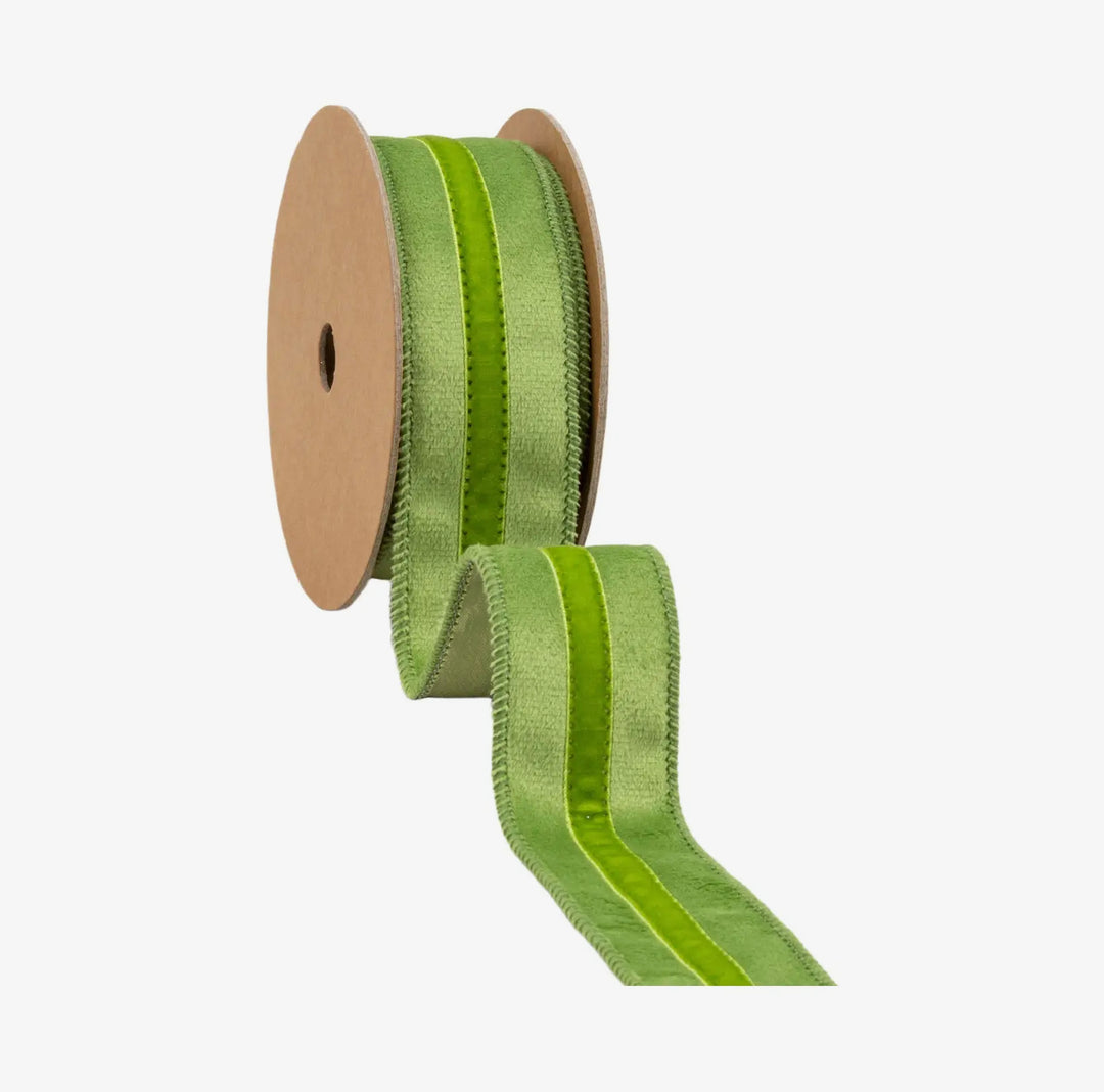 Fresh Meadow Velvet Trim Wired Ribbon