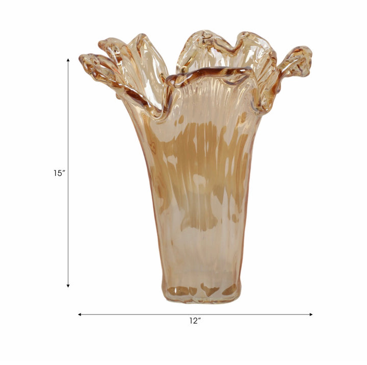 Bellaria Ruffled Italian Glass Vase
