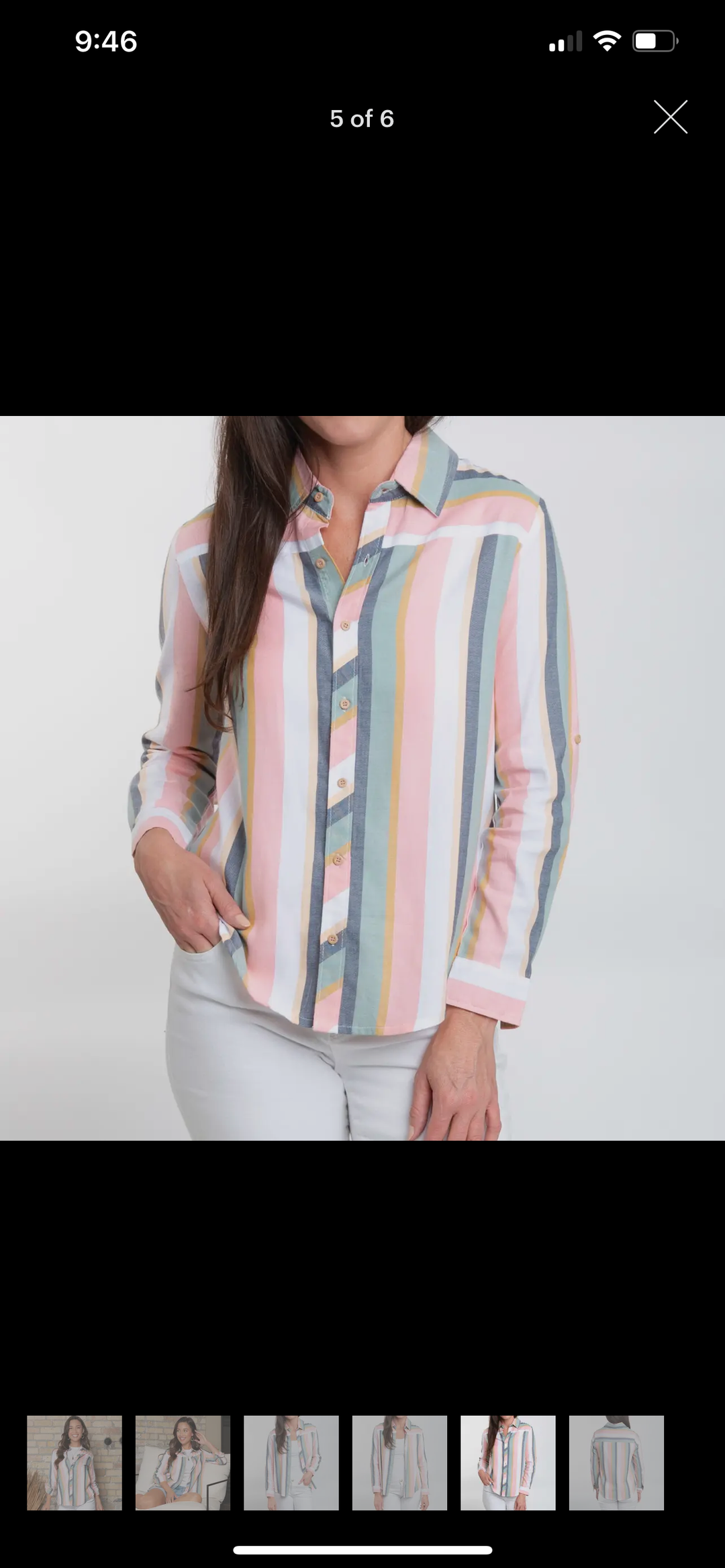 Long Sleeve Summer Stripe Button Up Top
