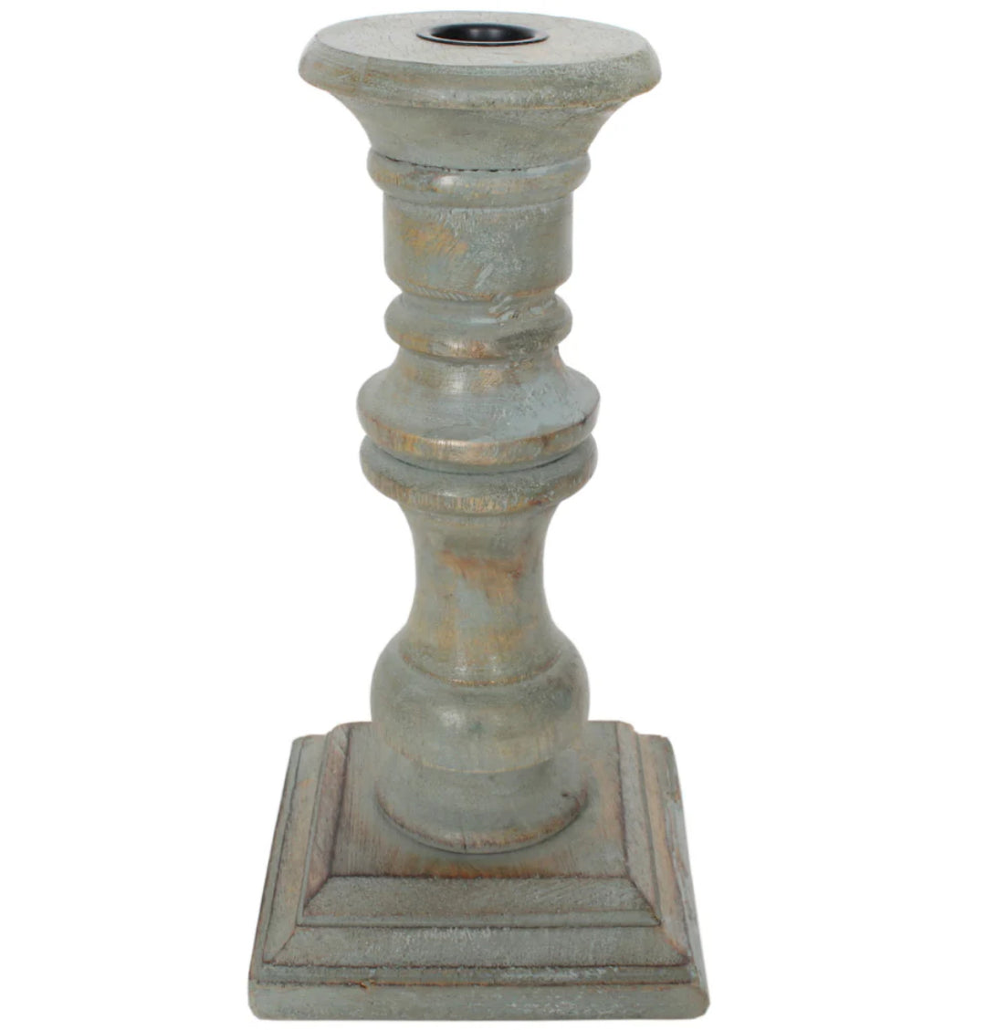Sage Turned Wood Candle Holder