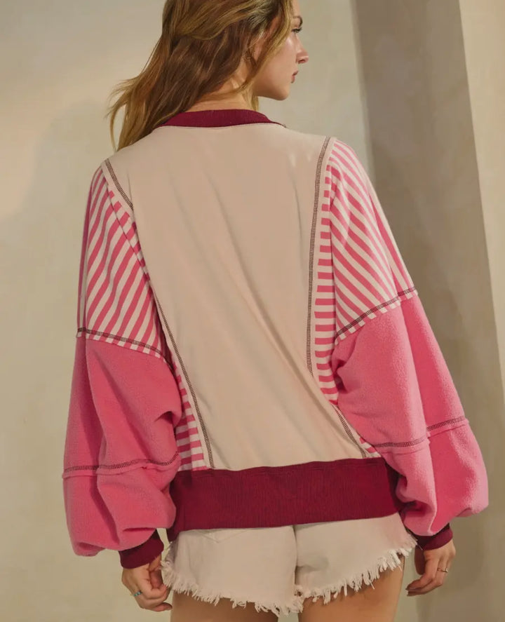Candy Stripe Colorblock Pullover