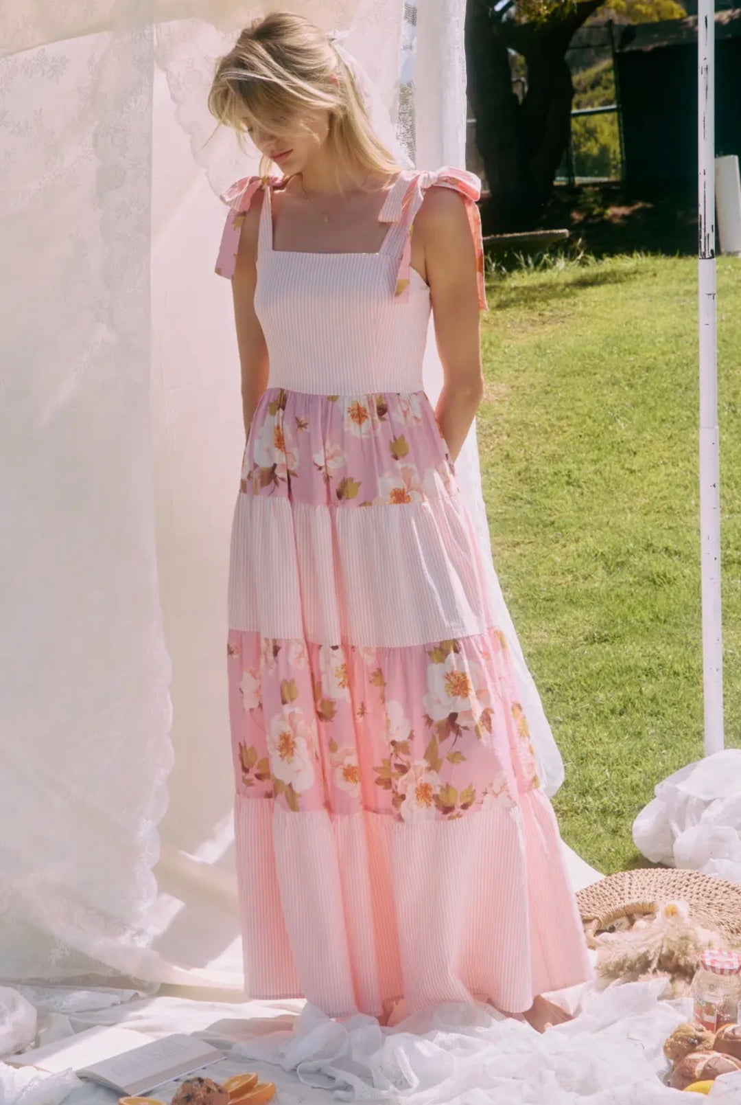 Blushing Meadow Tiered Maxi Dress