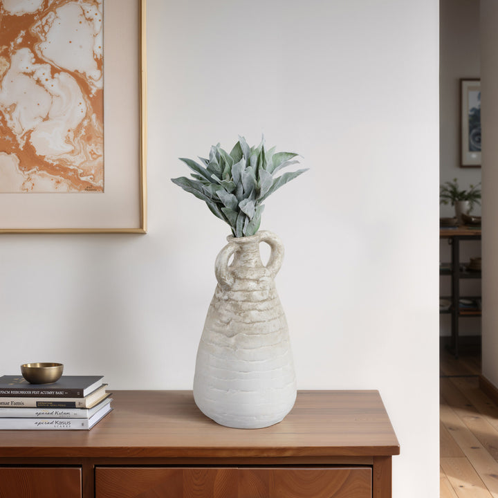 Textured Handled Stoneware Vase