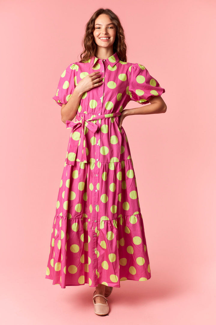 Electric Garden Polka Dot Maxi Dress