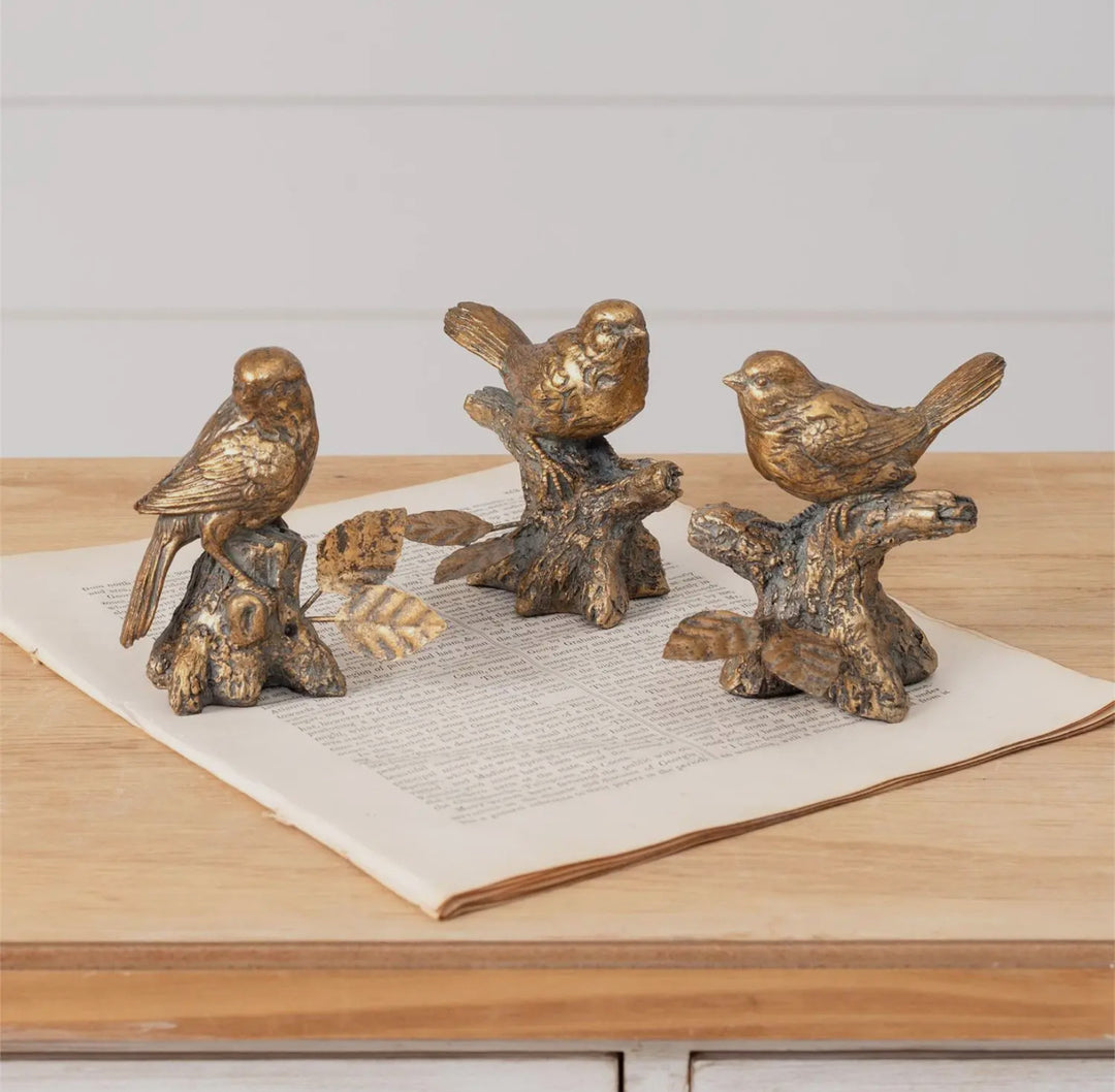 Antiqued Gold Bird Figurine