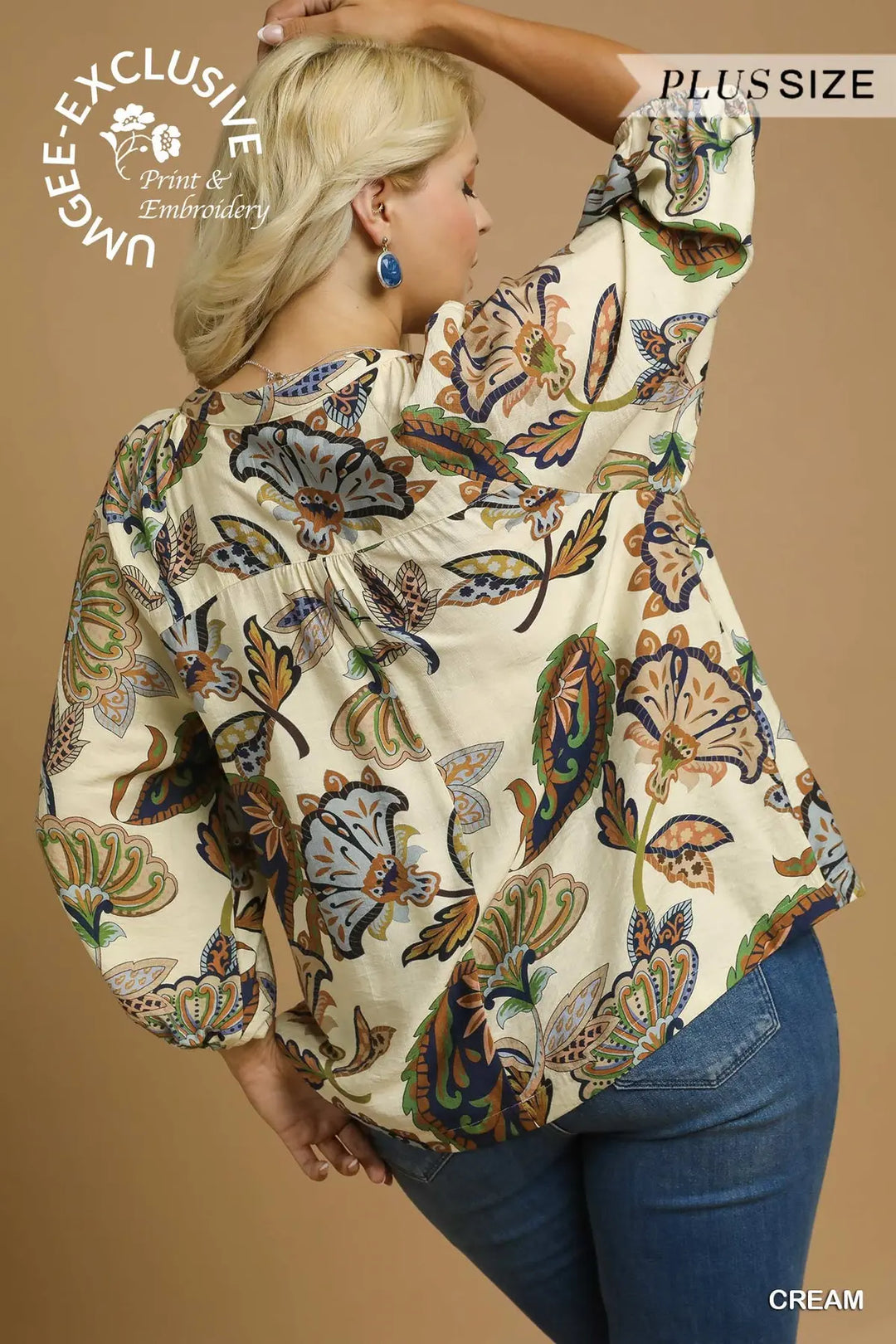 Paisley Bloom Peasant Blouse - Plus