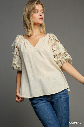 Floral Cut-Out Sleeve Top