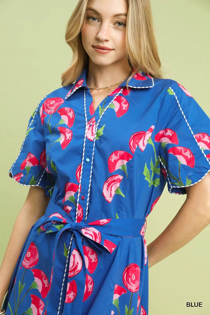 The Riviera Rose Shirt Dress