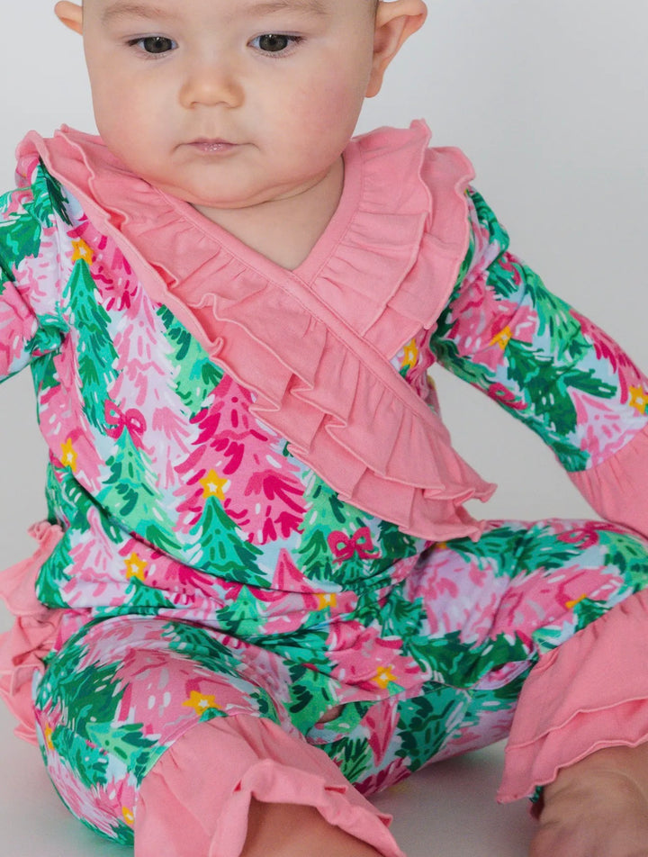 Candy Cane Forest Ruffle Romper