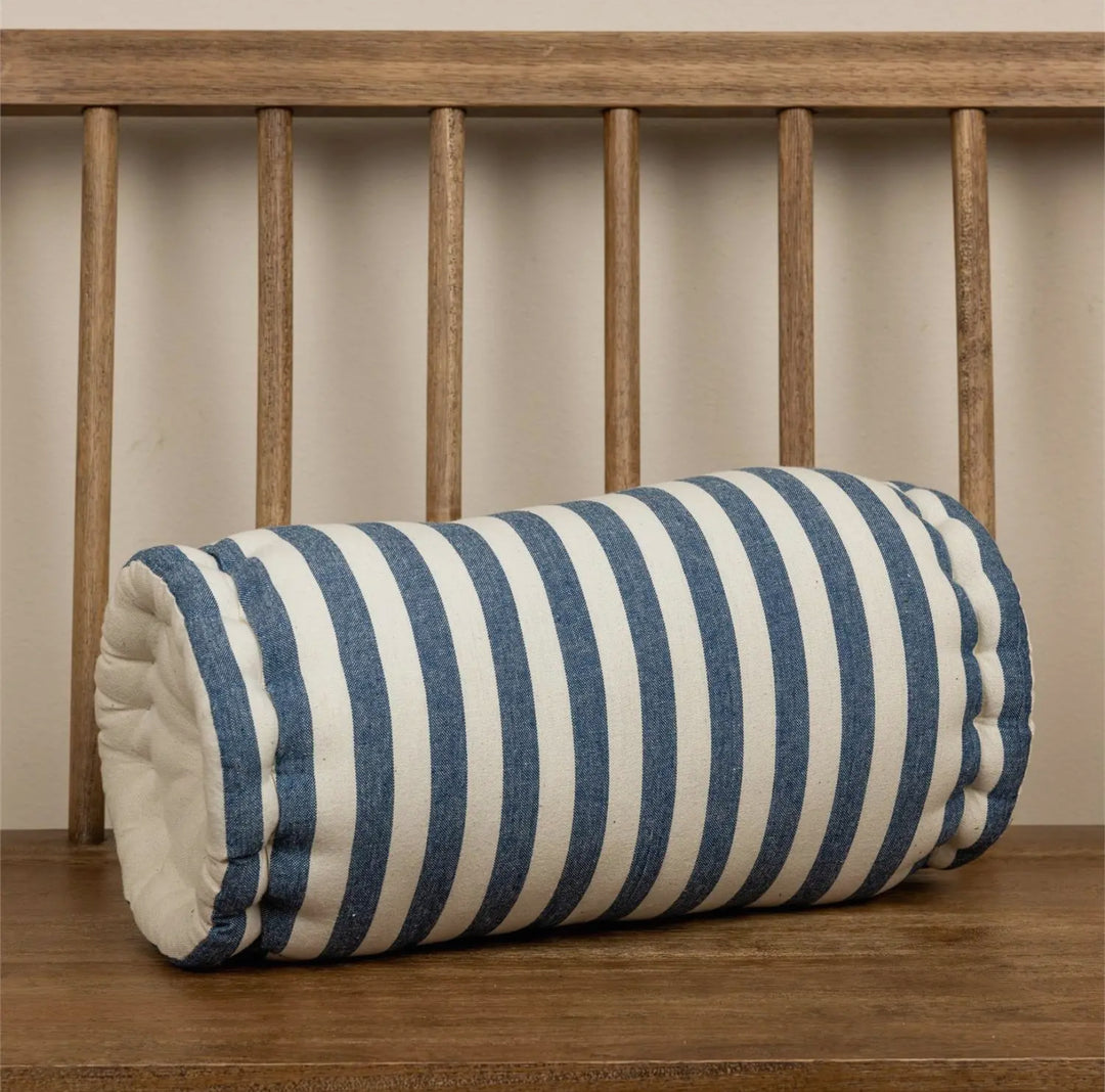 Blue Stripe Round Bolster Pillow