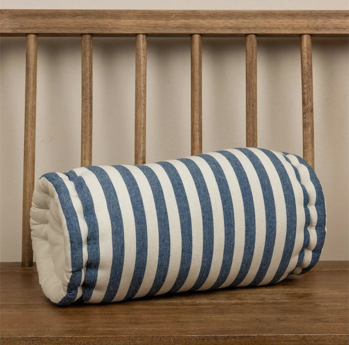 Blue Stripe Round Bolster Pillow