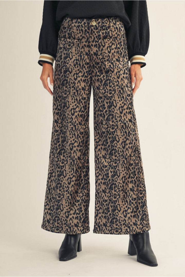 Savannah Streets Leopard Wide-Leg Pants