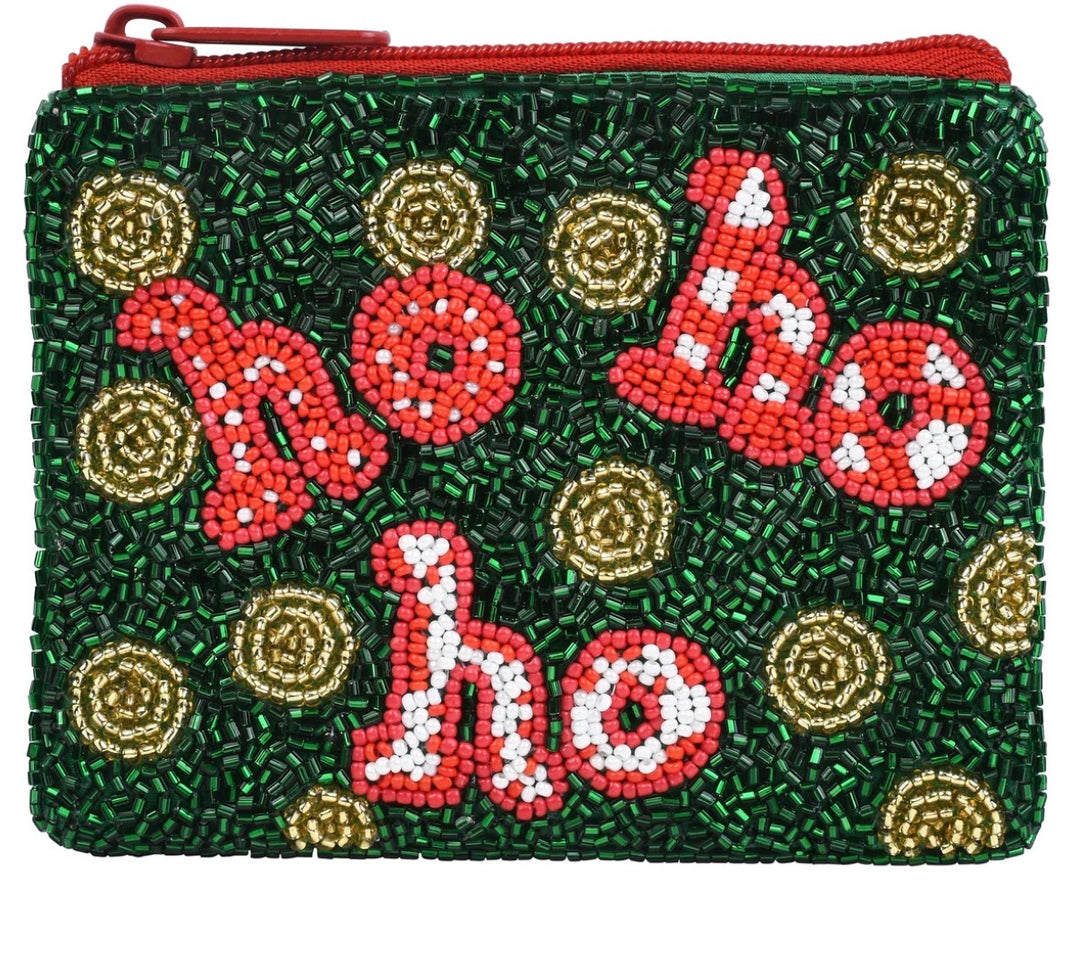 Ho Ho Ho Beaded Zipper Pouch