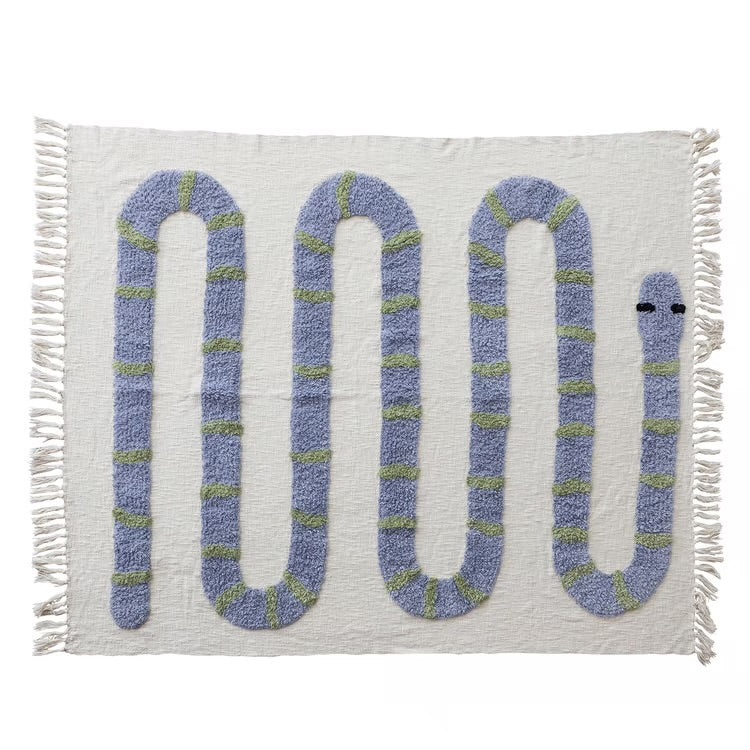 Whimsical Snake Tufted Throw