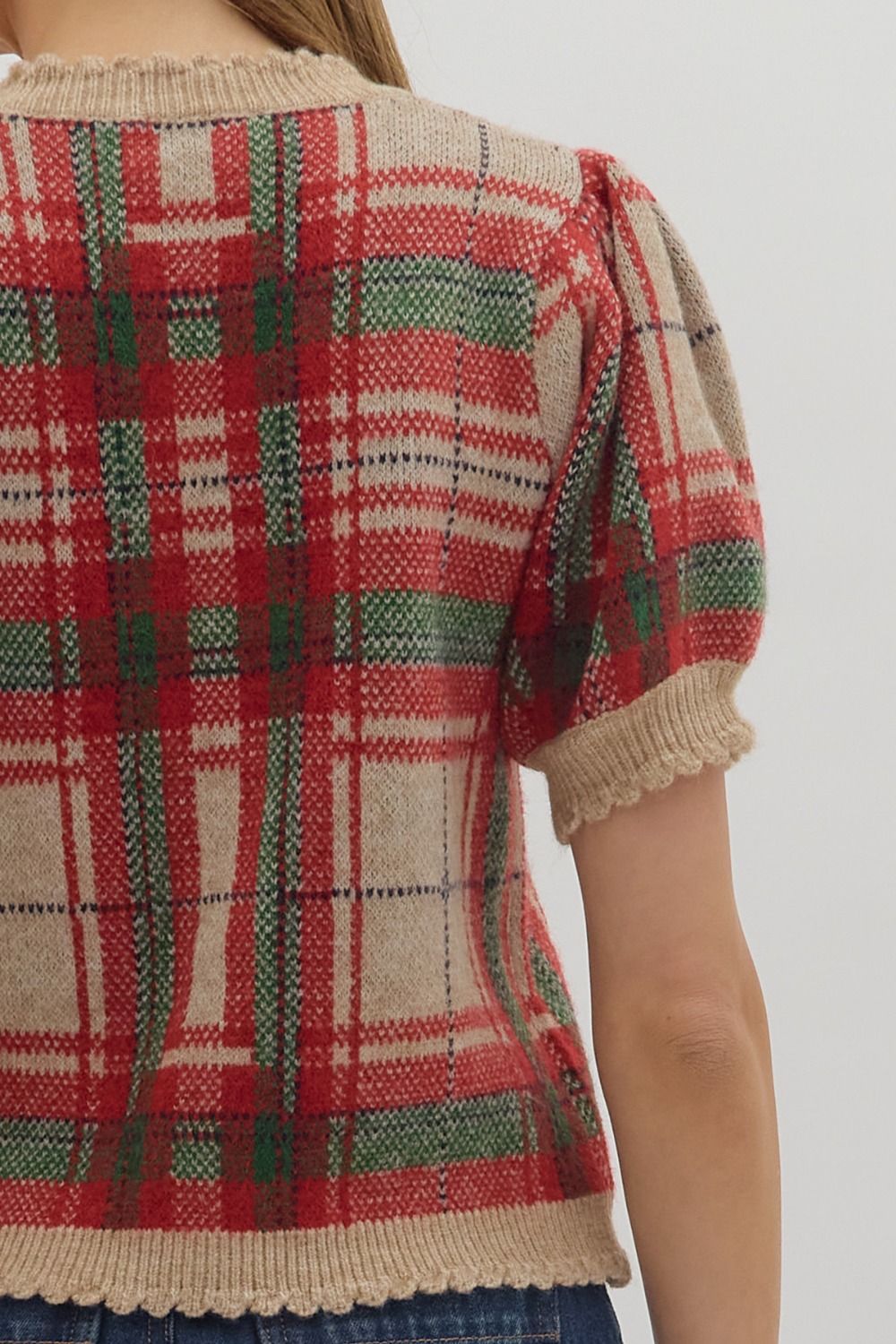 Holly Tartan Puff Sleeve Cardigan
