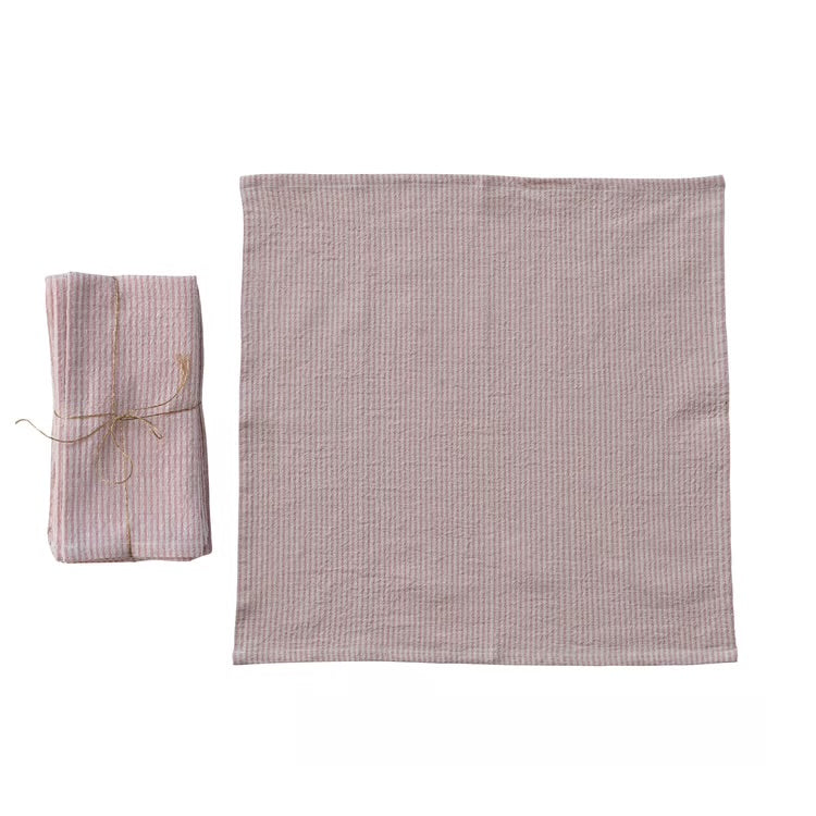 Blush Stripe Woven Napkin Set