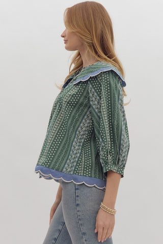 Forest Scalloped Top