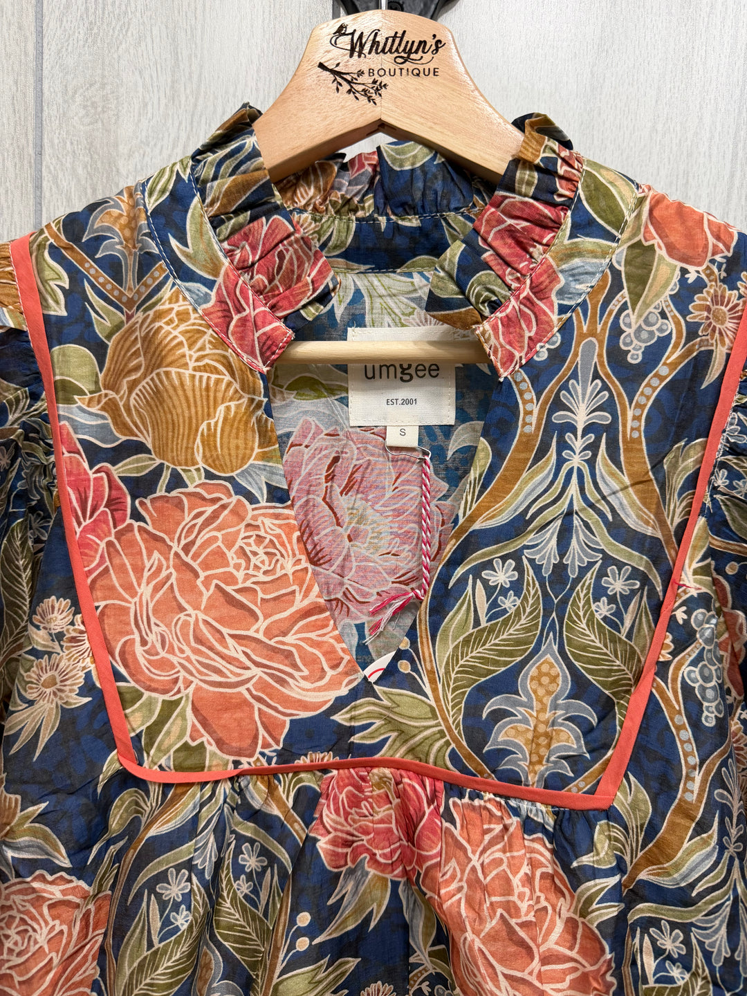 Autumn Garden Ruffle Neck Dress