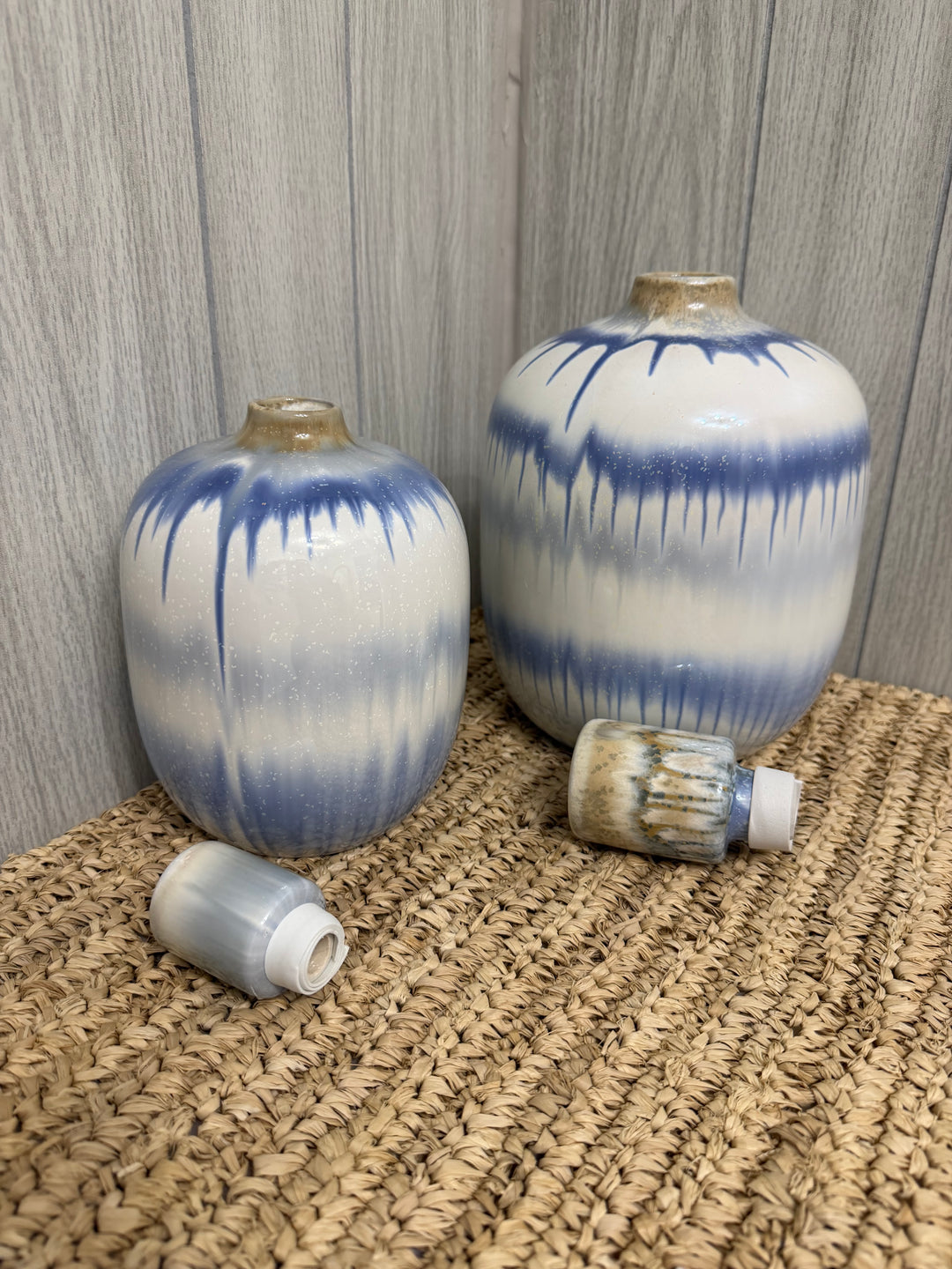 Indigo Tide Stoneware Bottle Jars