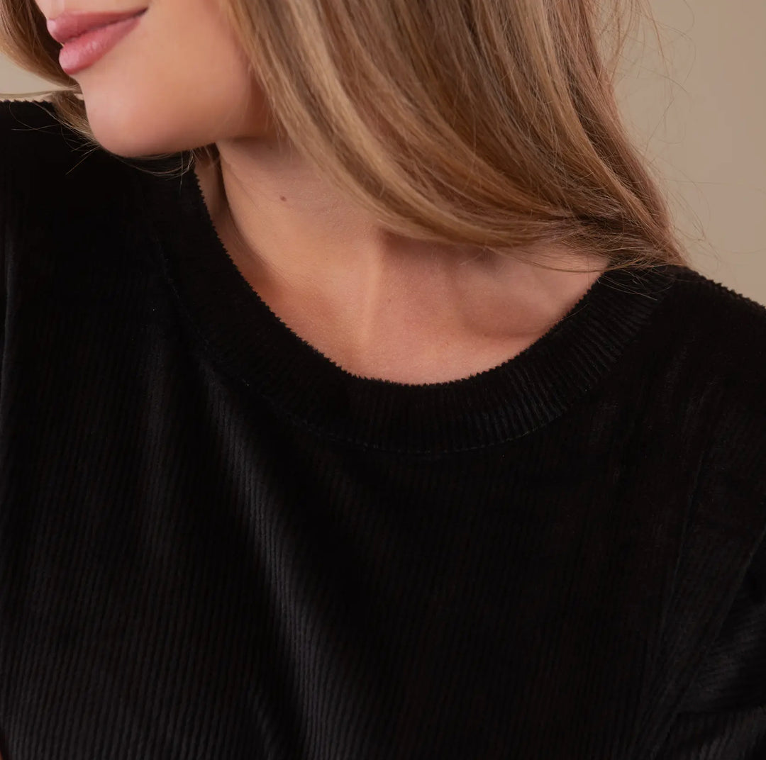 Soft Rib Lounge Top – Black
