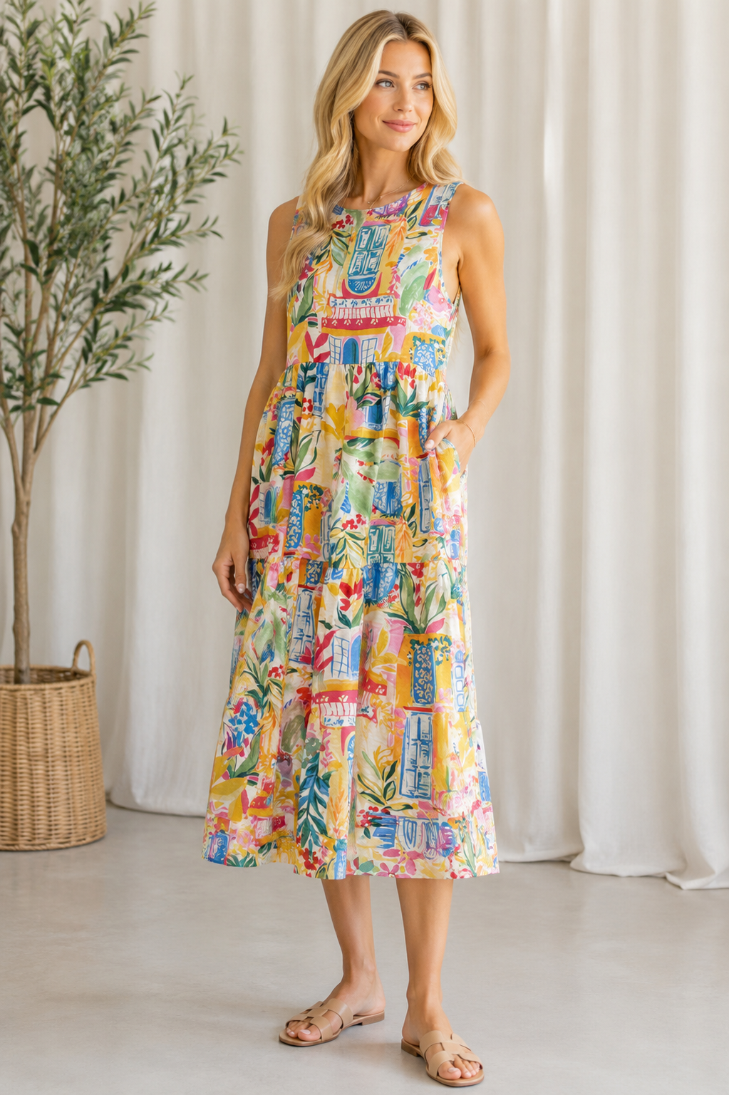 Santorini Stroll Midi Dress