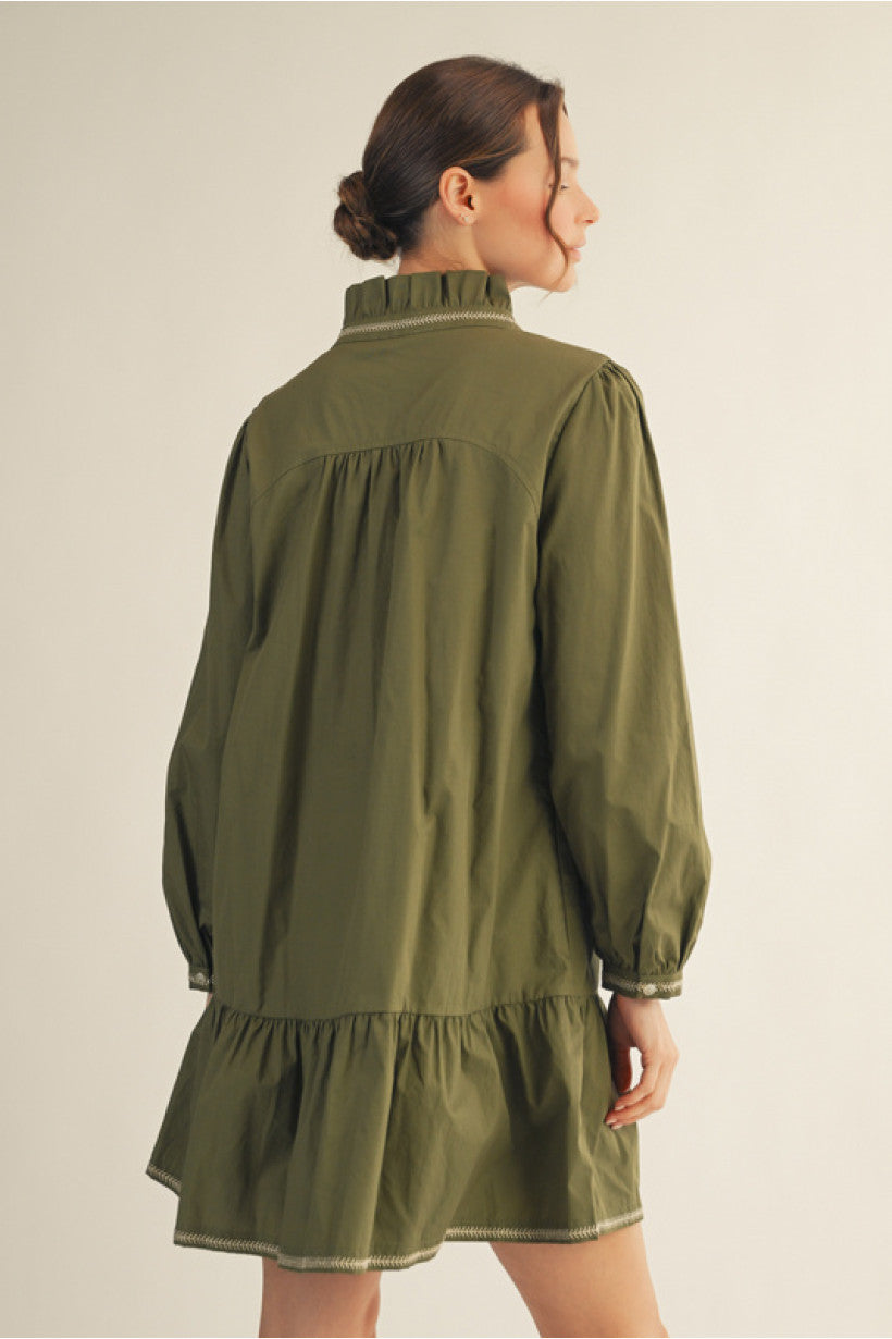 Prairie Ruffle Poplin Dress – Olive Grove