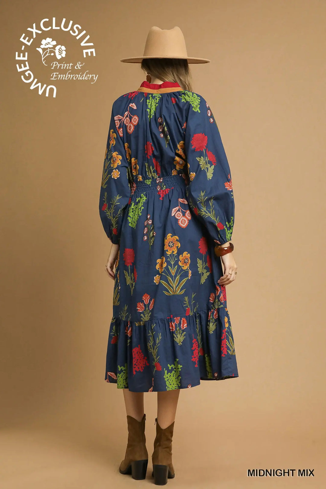 Night Garden Artisan Midi Dress