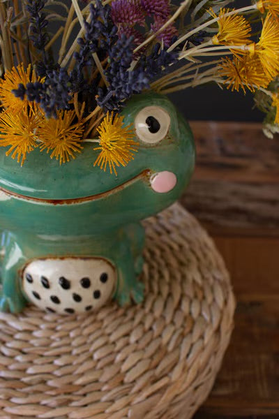 Smiley Frog Ceramic Planter