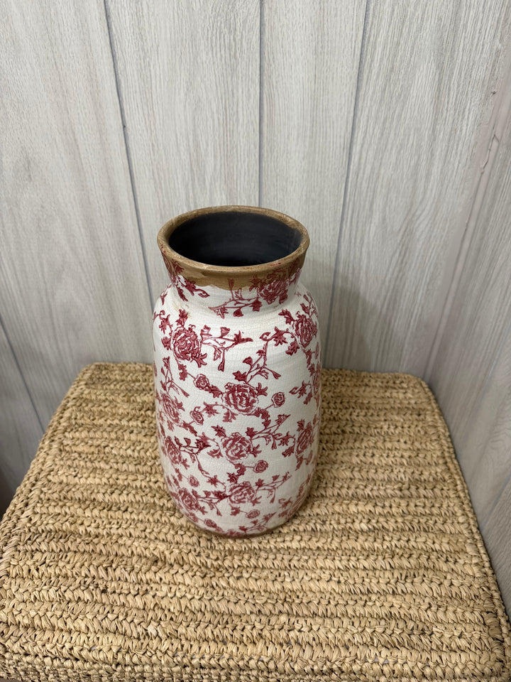 Rose Toile Stoneware Vase